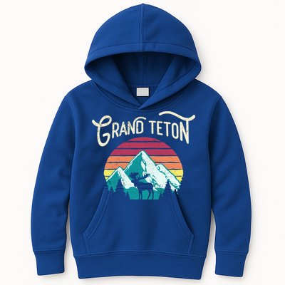 Retro Grand Teton National Park Wy Mountain State Cute Gift Kids Hoodie