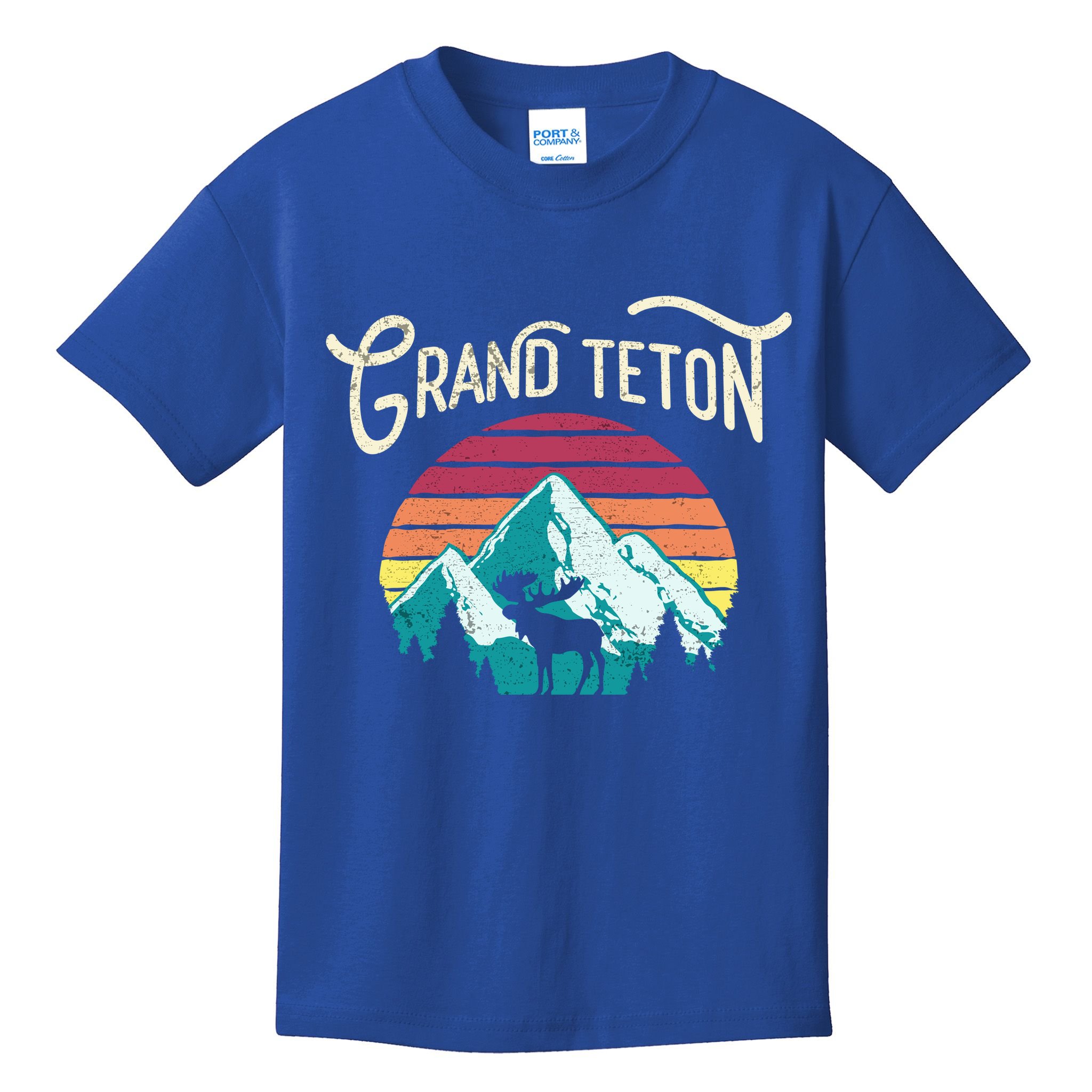 Retro Grand Teton National Park Wy Mountain State Cute Gift Kids T-Shirt