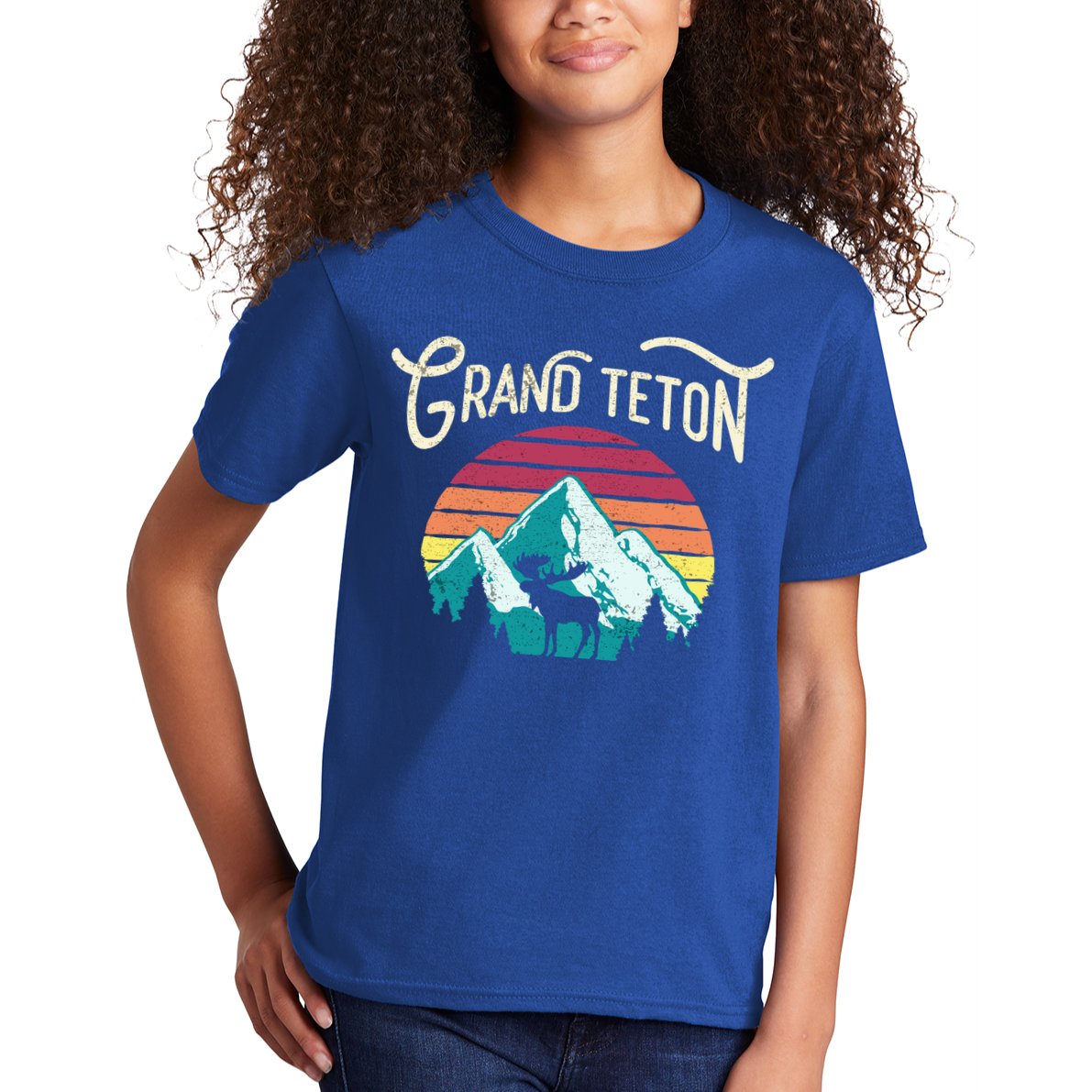 Retro Grand Teton National Park Wy Mountain State Cute Gift Kids T-Shirt