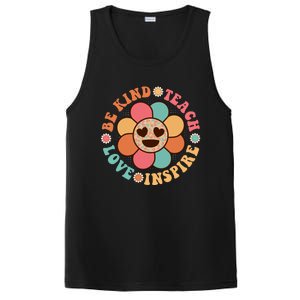 Retro Groovy Teacher Be Kind Teach Love Inspire Gift PosiCharge Competitor Tank