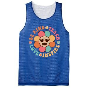 Retro Groovy Teacher Be Kind Teach Love Inspire Gift Mesh Reversible Basketball Jersey Tank