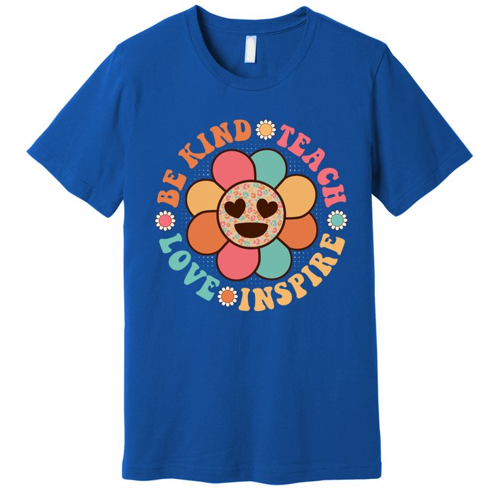 Retro Groovy Teacher Be Kind Teach Love Inspire Gift Premium T-Shirt