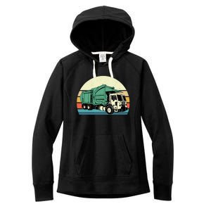 Retro Garbage Truck Dump Trash Collector Recycling Lover Women's Fleece Hoodie