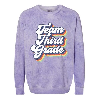 Retro Groovy Team Third Grade Back To School Teacher Student Gift Colorblast Crewneck Sweatshirt