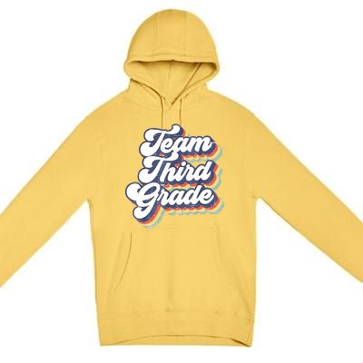 Retro Groovy Team Third Grade Back To School Teacher Student Gift Premium Pullover Hoodie