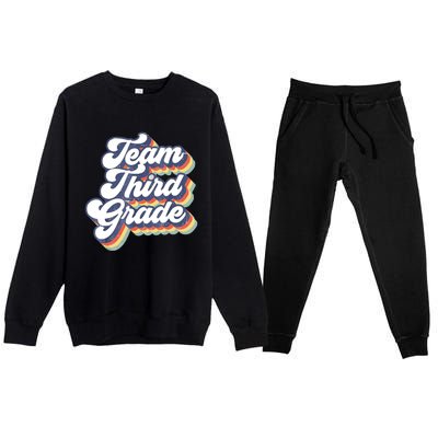 Retro Groovy Team Third Grade Back To School Teacher Student Gift Premium Crewneck Sweatsuit Set