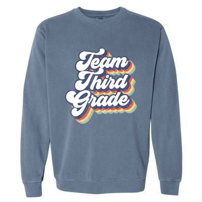 Retro Groovy Team Third Grade Back To School Teacher Student Gift Garment-Dyed Sweatshirt