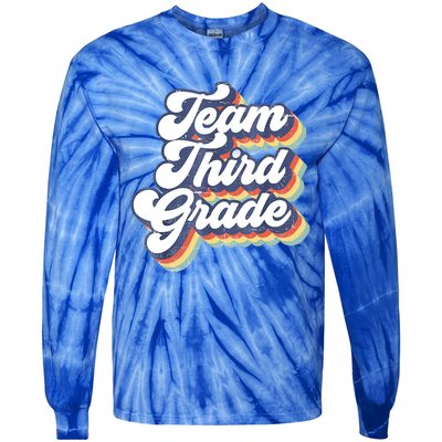 Retro Groovy Team Third Grade Back To School Teacher Student Gift Tie-Dye Long Sleeve Shirt