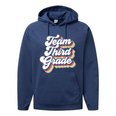 Retro Groovy Team Third Grade Back To School Teacher Student Gift Performance Fleece Hoodie