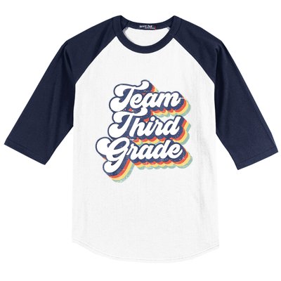 Retro Groovy Team Third Grade Back To School Teacher Student Gift Baseball Sleeve Shirt