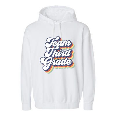 Retro Groovy Team Third Grade Back To School Teacher Student Gift Garment-Dyed Fleece Hoodie