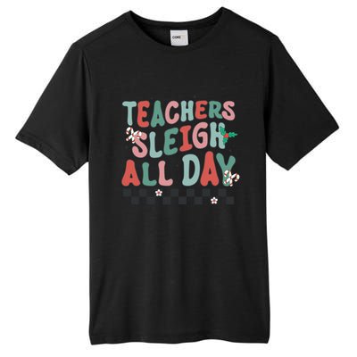 Retro Groovy Teacher Sleigh All Day Christmas Teacher Funny Gift Great Gift Tall Fusion ChromaSoft Performance T-Shirt