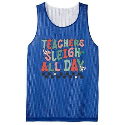 Retro Groovy Teacher Sleigh All Day Christmas Teacher Funny Gift Great Gift Mesh Reversible Basketball Jersey Tank