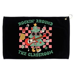 Retro Groovy Teacher Christmas Rockin' Around The Classroom  Grommeted Golf Towel