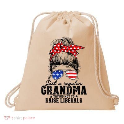 Regular Grandma Trying Not To Raise Liberals Voted For Trump Drawstring Bag