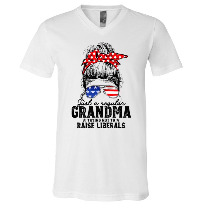 Regular Grandma Trying Not To Raise Liberals Voted For Trump V-Neck T-Shirt