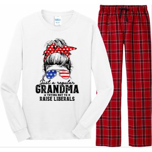 Regular Grandma Trying Not To Raise Liberals Voted For Trump Long Sleeve Pajama Set