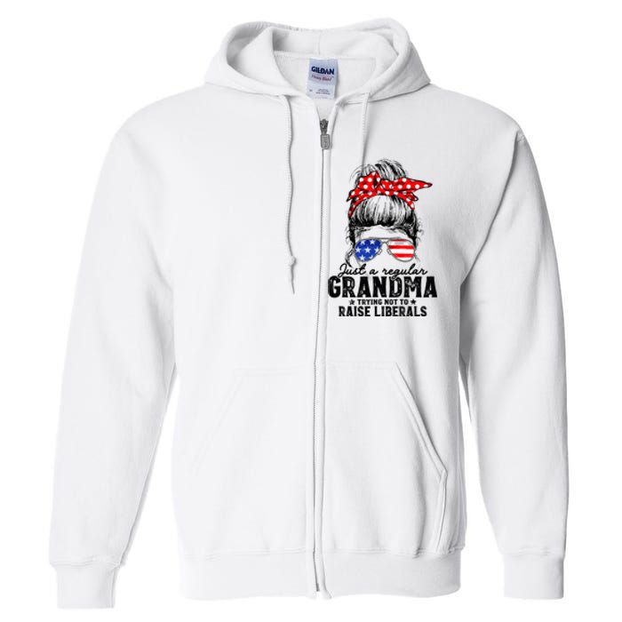 Regular Grandma Trying Not To Raise Liberals Voted For Trump Full Zip Hoodie