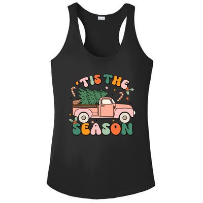 Retro Groovy Tis The Season Christmas Santa Xmas Tree Pajama Gift Ladies PosiCharge Competitor Racerback Tank