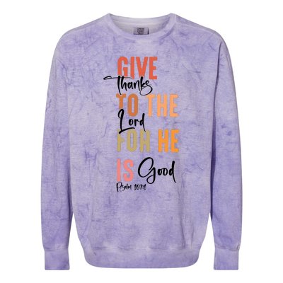 Retro Givethanks To The Lord Fall Thanksgiving Christian Autumn Colorblast Crewneck Sweatshirt