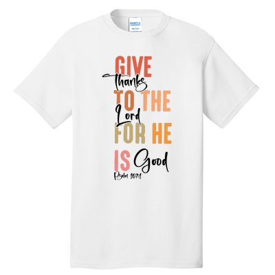 Retro Givethanks To The Lord Fall Thanksgiving Christian Autumn Tall T-Shirt