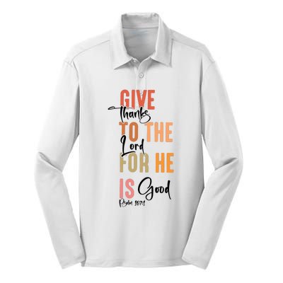 Retro Givethanks To The Lord Fall Thanksgiving Christian Autumn Silk Touch Performance Long Sleeve Polo