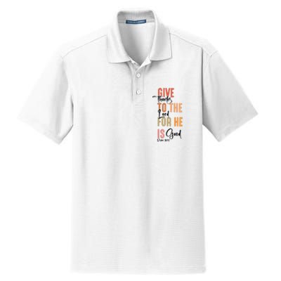 Retro Givethanks To The Lord Fall Thanksgiving Christian Autumn Dry Zone Grid Polo