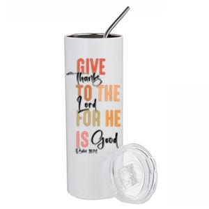 Retro Givethanks To The Lord Fall Thanksgiving Christian Autumn Stainless Steel Tumbler