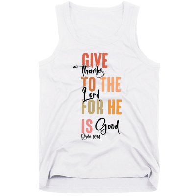 Retro Givethanks To The Lord Fall Thanksgiving Christian Autumn Tank Top