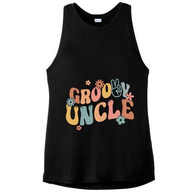 Retro Groovy Uncle Flower Power Hippie Family Groovy Vibes Gift Ladies PosiCharge Tri-Blend Wicking Tank