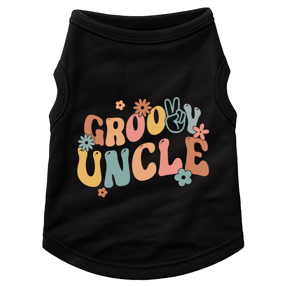 Retro Groovy Uncle Flower Power Hippie Family Groovy Vibes Gift Doggie Tank