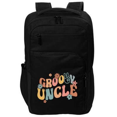 Retro Groovy Uncle Flower Power Hippie Family Groovy Vibes Gift Impact Tech Backpack