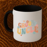 Retro Groovy Uncle Flower Power Hippie Family Groovy Vibes Gift Mug