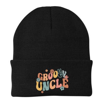Retro Groovy Uncle Flower Power Hippie Family Groovy Vibes Gift Beanie