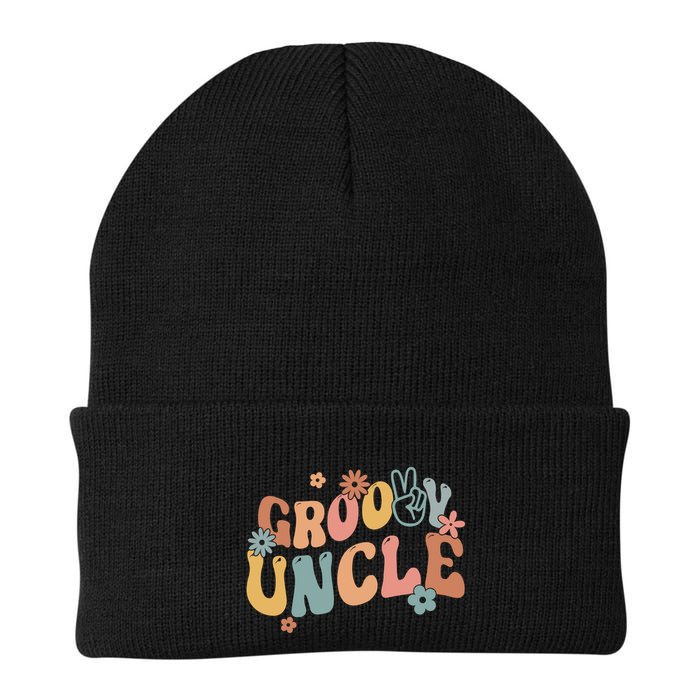 Retro Groovy Uncle Flower Power Hippie Family Groovy Vibes Gift Beanie