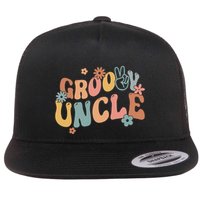 Retro Groovy Uncle Flower Power Hippie Family Groovy Vibes Gift Flatbill Hat