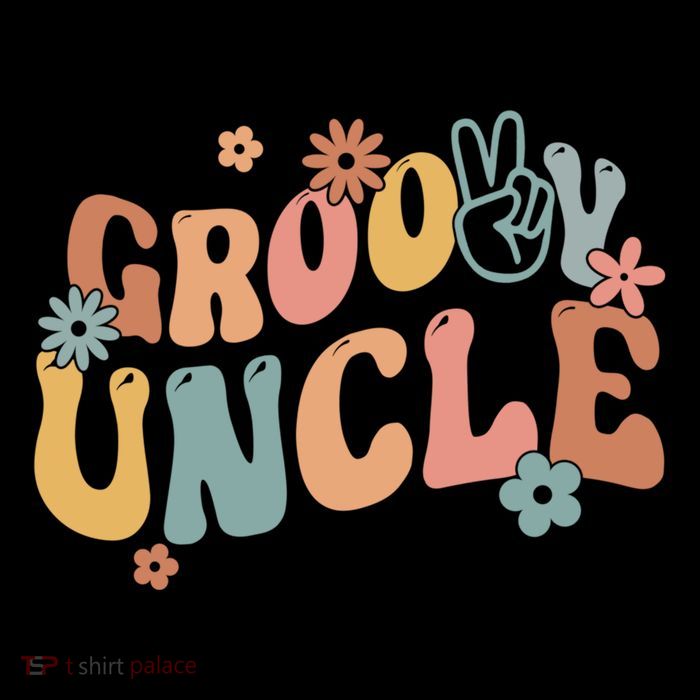 Retro Groovy Uncle Flower Power Hippie Family Groovy Vibes Gift Flatbill Hat