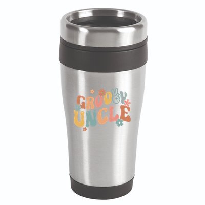 Retro Groovy Uncle Flower Power Hippie Family Groovy Vibes Gift 16oz Travel Tumbler