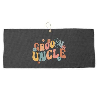 Retro Groovy Uncle Flower Power Hippie Family Groovy Vibes Gift Large Microfiber Waffle Golf Towel