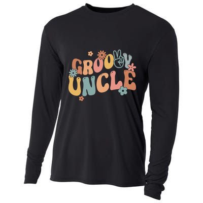 Retro Groovy Uncle Flower Power Hippie Family Groovy Vibes Gift Cooling Performance Long Sleeve Crew