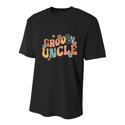 Retro Groovy Uncle Flower Power Hippie Family Groovy Vibes Gift Youth Performance Sprint T-Shirt