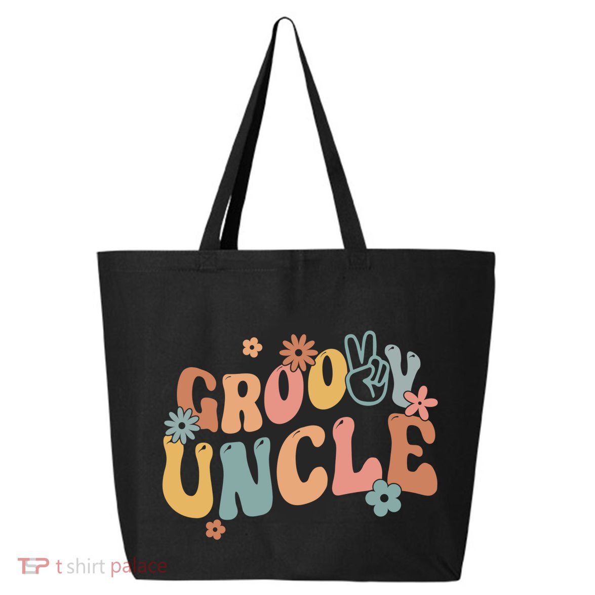 Retro Groovy Uncle Flower Power Hippie Family Groovy Vibes Gift 25L Jumbo Tote
