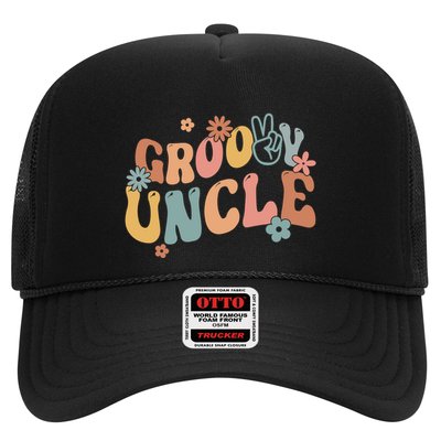 Retro Groovy Uncle Flower Power Hippie Family Groovy Vibes Gift Trucker Hat