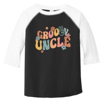Retro Groovy Uncle Flower Power Hippie Family Groovy Vibes Gift Toddler Fine Jersey T-Shirt