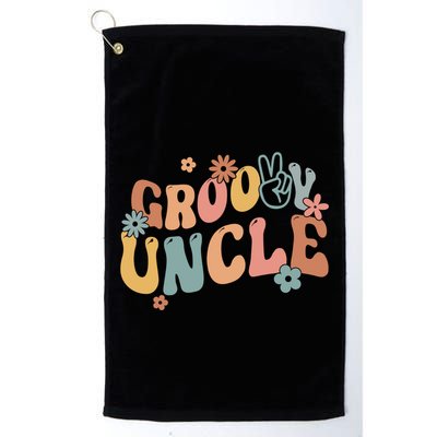 Retro Groovy Uncle Flower Power Hippie Family Groovy Vibes Gift Golf Towel