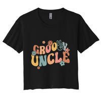 Retro Groovy Uncle Flower Power Hippie Family Groovy Vibes Gift Women's Crop Top Tee