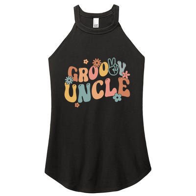 Retro Groovy Uncle Flower Power Hippie Family Groovy Vibes Gift Women's Perfect Tri Rocker Tank
