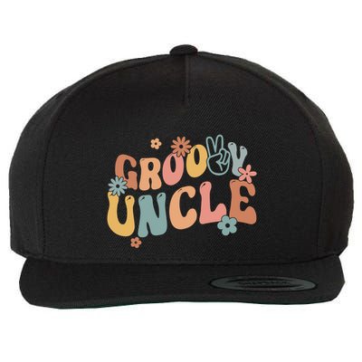 Retro Groovy Uncle Flower Power Hippie Family Groovy Vibes Gift Wool Snapback Cap