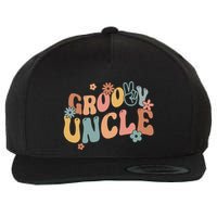 Retro Groovy Uncle Flower Power Hippie Family Groovy Vibes Gift Wool Snapback Cap
