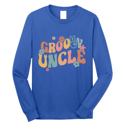 Retro Groovy Uncle Flower Power Hippie Family Groovy Vibes Gift Long Sleeve Shirt
